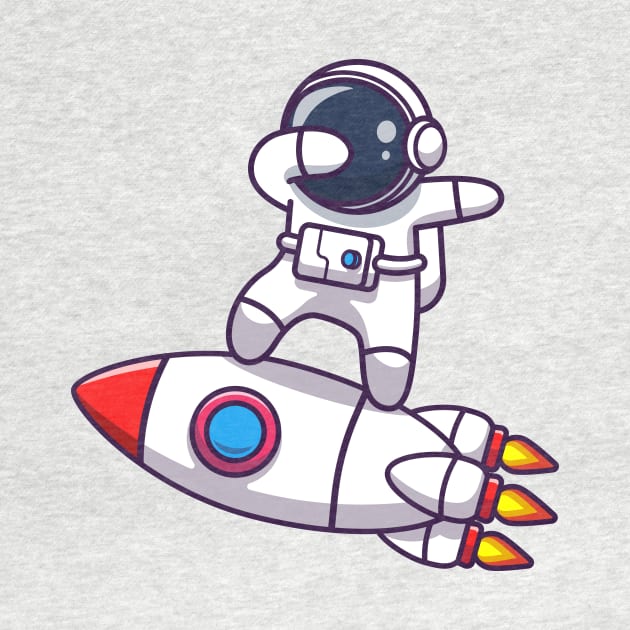 Cute Astronaut Dabbing On Rocket Cartoon by Catalyst Labs